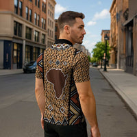 Mali Mud Cloth Leopards Legacy Zipper Polo Shirt Tribal Village - Wonder Print Shop