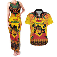 Kwanzaa Holiday Couples Matching Tank Maxi Dress and Hawaiian Shirt African Pattern - Wonder Print Shop