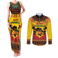 Kwanzaa Holiday Couples Matching Tank Maxi Dress and Long Sleeve Button Shirt African Pattern - Wonder Print Shop