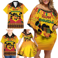 Kwanzaa Holiday Family Matching Off Shoulder Short Dress and Hawaiian Shirt African Pattern - Wonder Print Shop