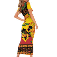 Kwanzaa Holiday Family Matching Short Sleeve Bodycon Dress and Hawaiian Shirt African Pattern - Wonder Print Shop