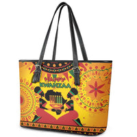 Kwanzaa Holiday Leather Tote Bag African Pattern - Wonder Print Shop