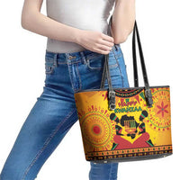 Kwanzaa Holiday Leather Tote Bag African Pattern - Wonder Print Shop