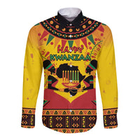 Kwanzaa Holiday Long Sleeve Button Shirt African Pattern - Wonder Print Shop