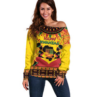 Kwanzaa Holiday Off Shoulder Sweater African Pattern - Wonder Print Shop