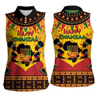Kwanzaa Holiday Women Sleeveless Polo Shirt African Pattern - Wonder Print Shop