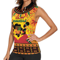 Kwanzaa Holiday Women Sleeveless Polo Shirt African Pattern - Wonder Print Shop