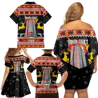 Personalized Nakatomi Plaza Family Matching Off Shoulder Short Dress and Hawaiian Shirt Christmas Party 1988 - Wonder Print Shop