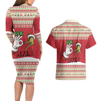 Funny Six Seven Meme Christmas Couples Matching Long Sleeve Bodycon Dress and Hawaiian Shirt Merry 67 Mas - Wonder Print Shop