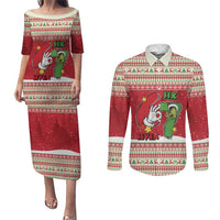 Funny Six Seven Meme Christmas Couples Matching Puletasi and Long Sleeve Button Shirt Merry 67 Mas - Wonder Print Shop