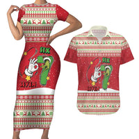 Funny Six Seven Meme Christmas Couples Matching Short Sleeve Bodycon Dress and Hawaiian Shirt Merry 67 Mas - Wonder Print Shop