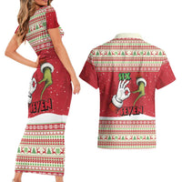 Funny Six Seven Meme Christmas Couples Matching Short Sleeve Bodycon Dress and Hawaiian Shirt Merry 67 Mas - Wonder Print Shop