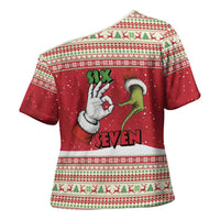 Funny Six Seven Meme Christmas Cross Shoulder Shirt Merry 67 Mas - Wonder Print Shop