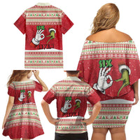 Funny Six Seven Meme Christmas Family Matching Off Shoulder Short Dress and Hawaiian Shirt Merry 67 Mas - Wonder Print Shop