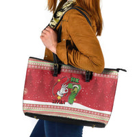 Funny Six Seven Meme Christmas Leather Tote Bag Merry 67 Mas - Wonder Print Shop