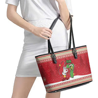 Funny Six Seven Meme Christmas Leather Tote Bag Merry 67 Mas - Wonder Print Shop