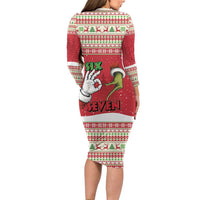 Funny Six Seven Meme Christmas Long Sleeve Bodycon Dress Merry 67 Mas - Wonder Print Shop