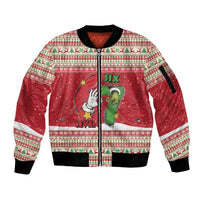 Funny Six Seven Meme Christmas Sleeve Zip Bomber Jacket Merry 67 Mas - Wonder Print Shop