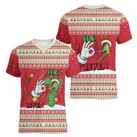 Funny Six Seven Meme Christmas Women V-Neck T-Shirt Merry 67 Mas - Wonder Print Shop