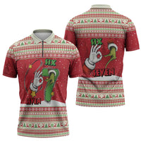 Funny Six Seven Meme Christmas Zipper Polo Shirt Merry 67 Mas - Wonder Print Shop
