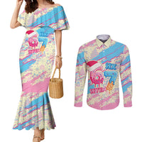 Six Seven Ice Cream Drip Couples Matching Mermaid Dress and Long Sleeve Button Shirt 67 Funny Christmas Gen Alpha Slang - Wonder Print Shop