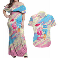 Six Seven Ice Cream Drip Couples Matching Off Shoulder Maxi Dress and Hawaiian Shirt 67 Funny Christmas Gen Alpha Slang - Wonder Print Shop