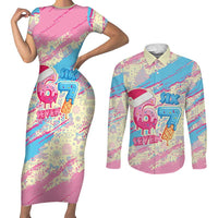 Six Seven Ice Cream Drip Couples Matching Short Sleeve Bodycon Dress and Long Sleeve Button Shirt 67 Funny Christmas Gen Alpha Slang - Wonder Print Shop
