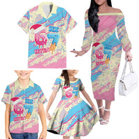 Six Seven Ice Cream Drip Family Matching Off The Shoulder Long Sleeve Dress and Hawaiian Shirt 67 Funny Christmas Gen Alpha Slang - Wonder Print Shop