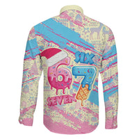 Six Seven Ice Cream Drip Family Matching Off The Shoulder Long Sleeve Dress and Hawaiian Shirt 67 Funny Christmas Gen Alpha Slang - Wonder Print Shop