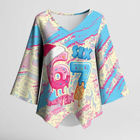 Six Seven Ice Cream Drip Kimono Sleeve Blouse 67 Funny Christmas Gen Alpha Slang - Wonder Print Shop