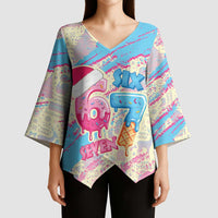 Six Seven Ice Cream Drip Kimono Sleeve Blouse 67 Funny Christmas Gen Alpha Slang - Wonder Print Shop