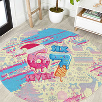 Six Seven Ice Cream Drip Round Carpet 67 Funny Christmas Gen Alpha Slang - Wonder Print Shop