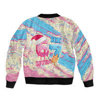 Six Seven Ice Cream Drip Sleeve Zip Bomber Jacket 67 Funny Christmas Gen Alpha Slang - Wonder Print Shop