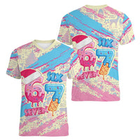 Six Seven Ice Cream Drip Women V-Neck T-Shirt 67 Funny Christmas Gen Alpha Slang - Wonder Print Shop