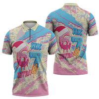 Six Seven Ice Cream Drip Zipper Polo Shirt 67 Funny Christmas Gen Alpha Slang - Wonder Print Shop
