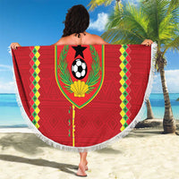 Custom Guinea Bissau Football Beach Blanket Go Djurtus - Red Ver - Wonder Print Shop