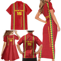 Custom Guinea Bissau Football Family Matching Short Sleeve Bodycon Dress and Hawaiian Shirt Go Djurtus - Red Ver - Wonder Print Shop