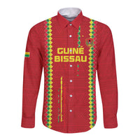 Custom Guinea Bissau Football Long Sleeve Button Shirt Go Djurtus - Red Ver - Wonder Print Shop