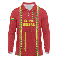 Custom Guinea Bissau Football Long Sleeve Polo Shirt Go Djurtus - Red Ver - Wonder Print Shop