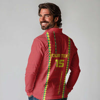 Custom Guinea Bissau Football Long Sleeve Polo Shirt Go Djurtus - Red Ver - Wonder Print Shop