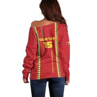 Custom Guinea Bissau Football Off Shoulder Sweater Go Djurtus - Red Ver - Wonder Print Shop