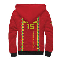 Custom Guinea Bissau Football Sherpa Hoodie Go Djurtus - Red Ver - Wonder Print Shop