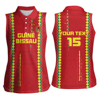Custom Guinea Bissau Football Women Sleeveless Polo Shirt Go Djurtus - Red Ver - Wonder Print Shop