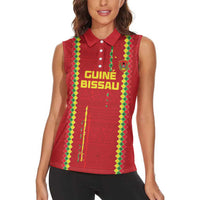 Custom Guinea Bissau Football Women Sleeveless Polo Shirt Go Djurtus - Red Ver - Wonder Print Shop