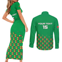 Custom Guinea Bissau Football Couples Matching Short Sleeve Bodycon Dress and Long Sleeve Button Shirt Go Djurtus - Green Ver - Wonder Print Shop