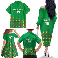Custom Guinea Bissau Football Family Matching Off The Shoulder Long Sleeve Dress and Hawaiian Shirt Go Djurtus - Green Ver - Wonder Print Shop