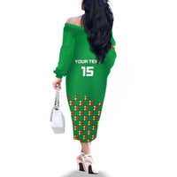 Custom Guinea Bissau Football Family Matching Off The Shoulder Long Sleeve Dress and Hawaiian Shirt Go Djurtus - Green Ver - Wonder Print Shop