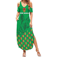 Custom Guinea Bissau Football Family Matching Summer Maxi Dress and Hawaiian Shirt Go Djurtus - Green Ver - Wonder Print Shop