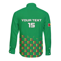 Custom Guinea Bissau Football Long Sleeve Button Shirt Go Djurtus - Green Ver - Wonder Print Shop