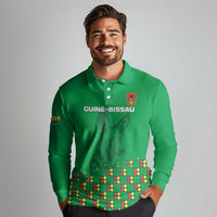 Custom Guinea Bissau Football Long Sleeve Polo Shirt Go Djurtus - Green Ver - Wonder Print Shop